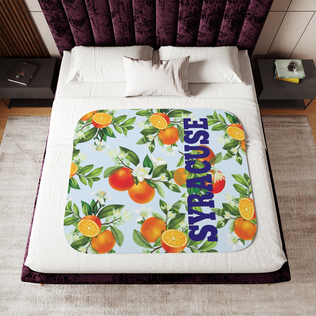 Syracuse Orange Blossom Double Layer Fleece and Sherpa Blanket