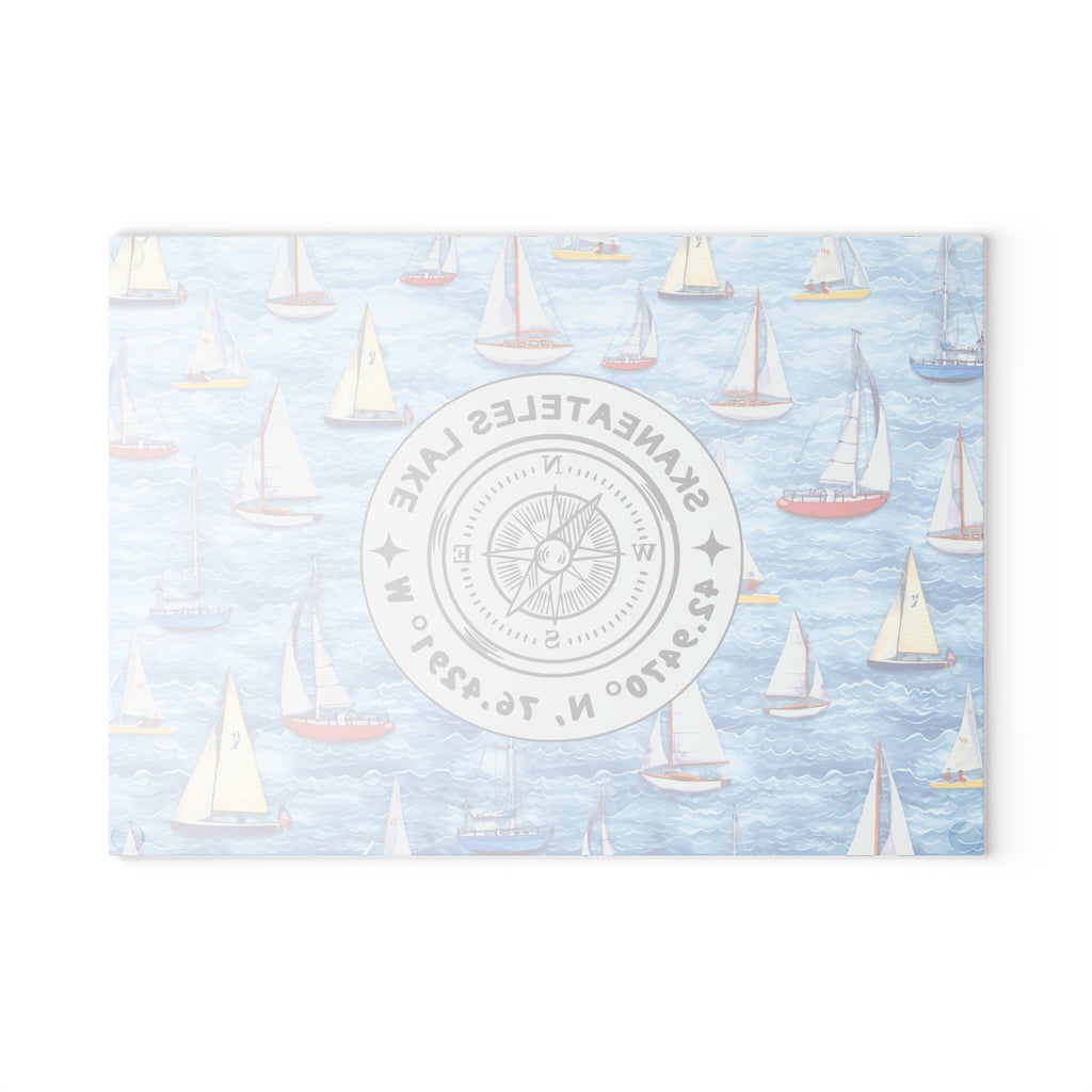 Skaneateles Sailboats Glass Cutting and Charcuterie Board