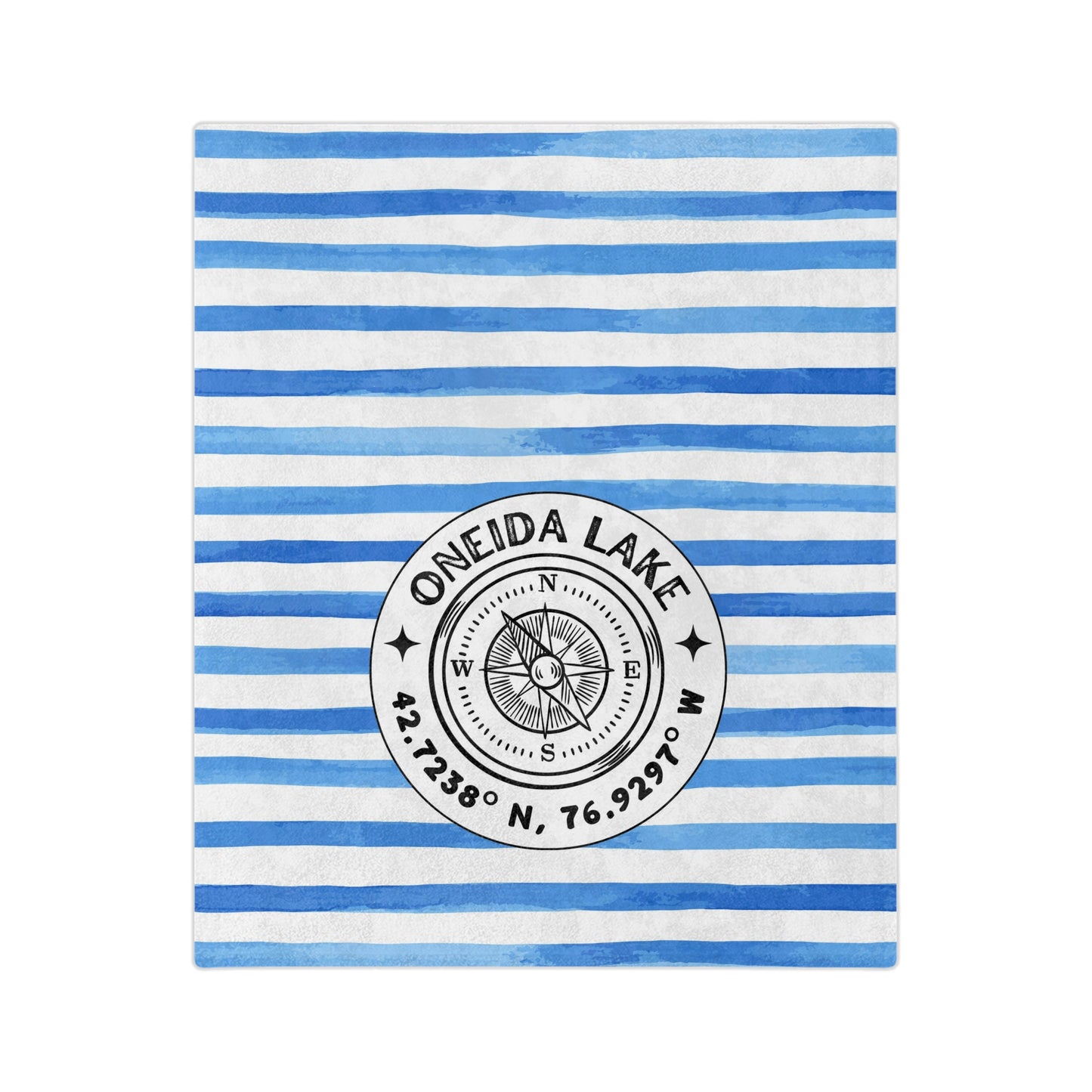 Oneida Lake Blue Cabana Stripe Velveteen Microfiber Blanket