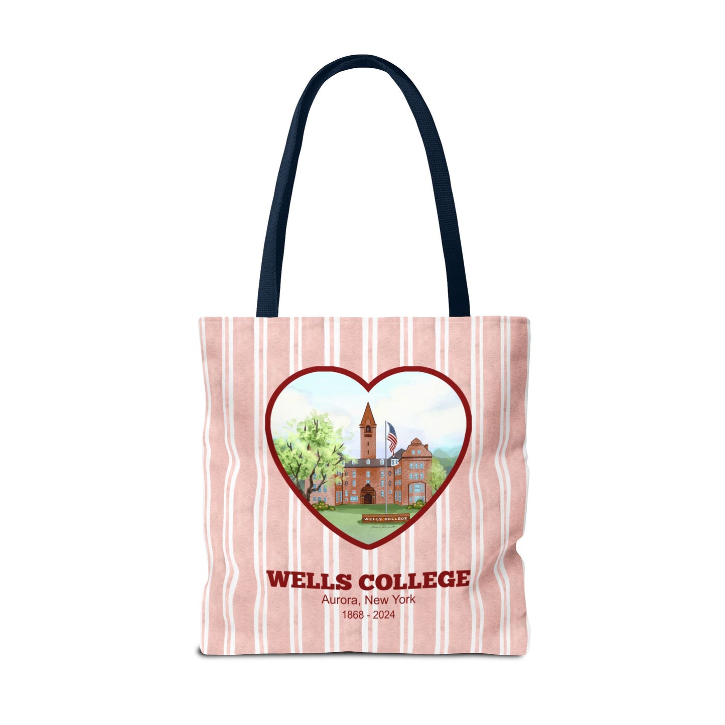 Wells College, Red Cabana Stripe, XL Tote Bag