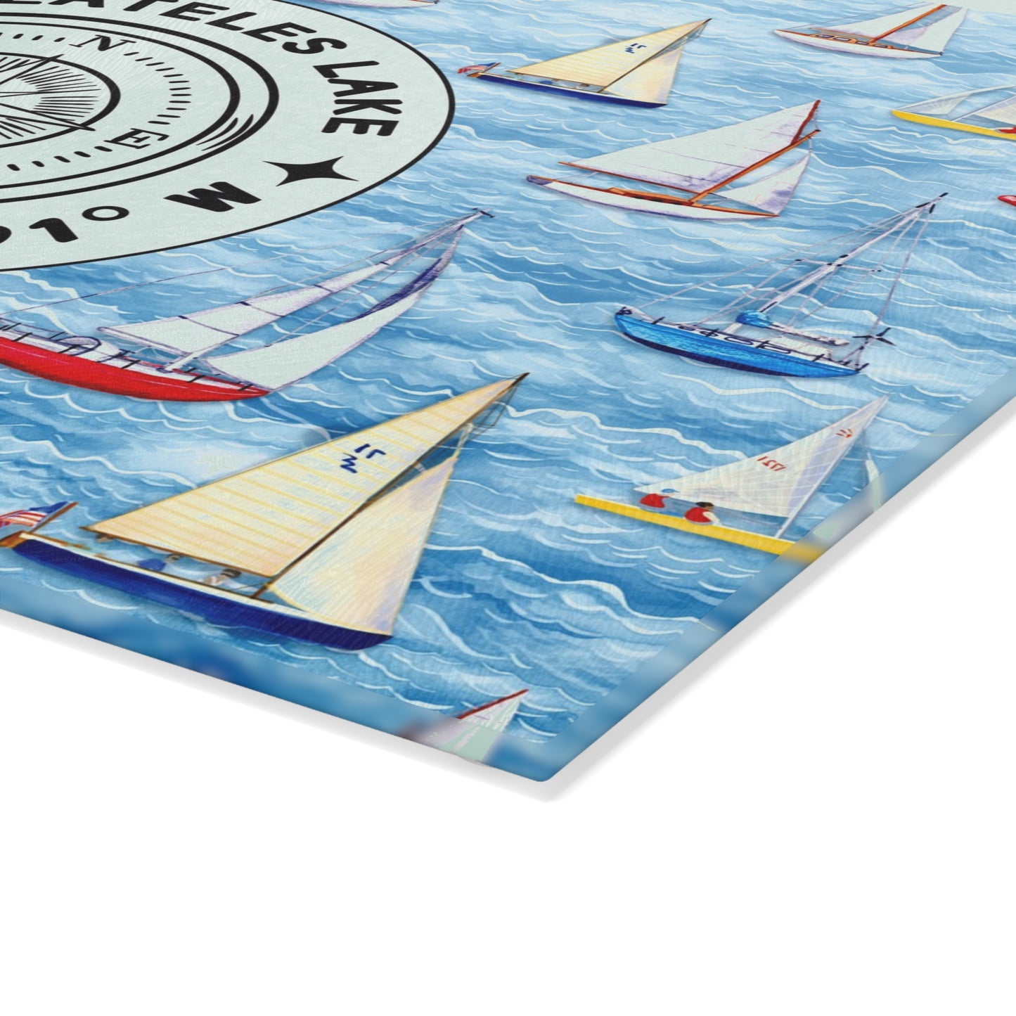 Skaneateles Sailboats Glass Cutting and Charcuterie Board