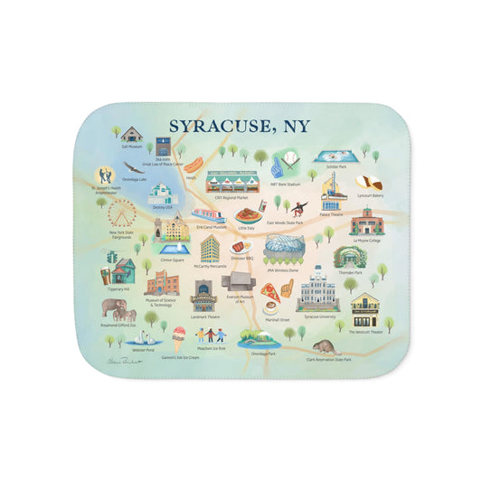 Syracuse NY Full Map - Double Layer Sherpa Blanket