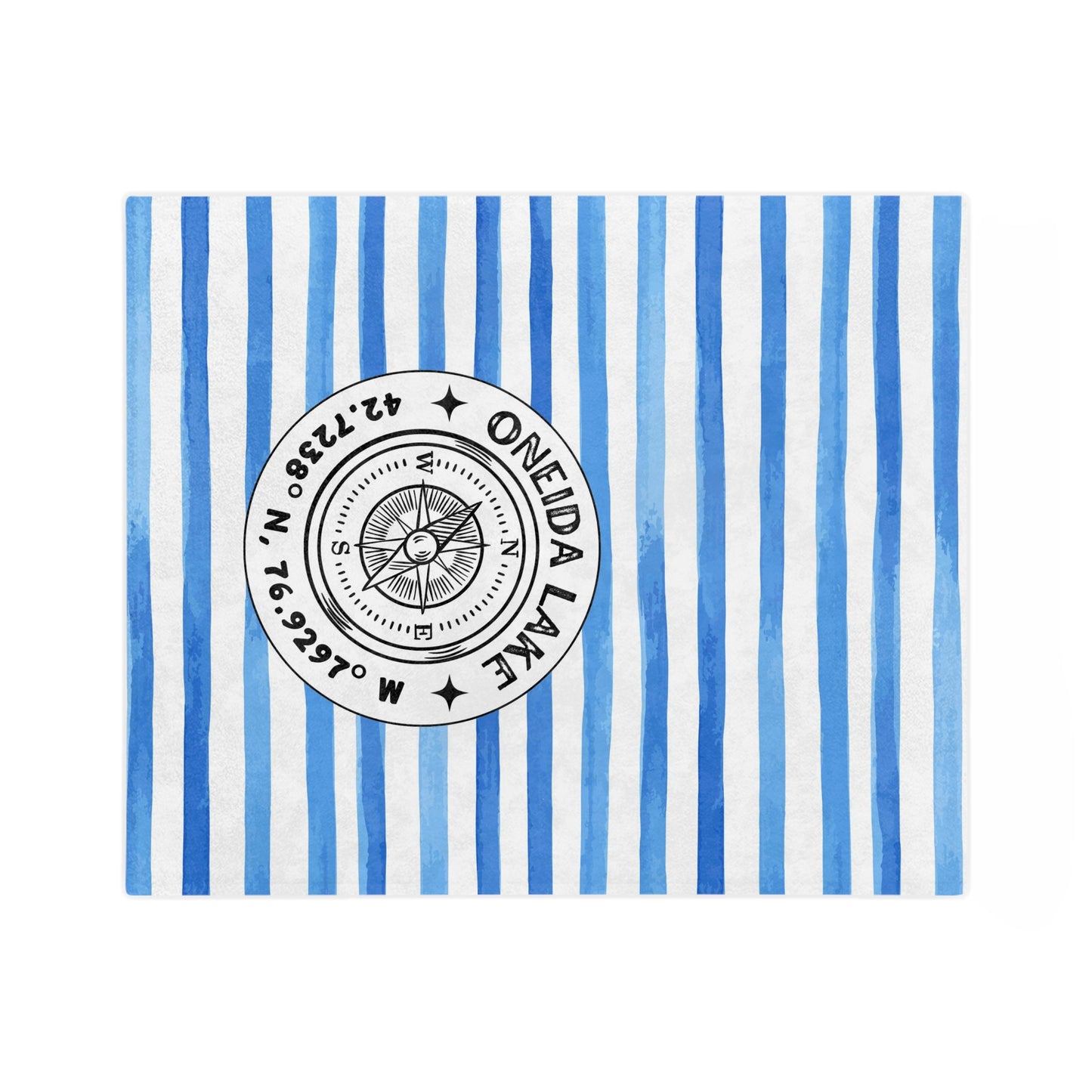 Oneida Lake Blue Cabana Stripe Velveteen Microfiber Blanket