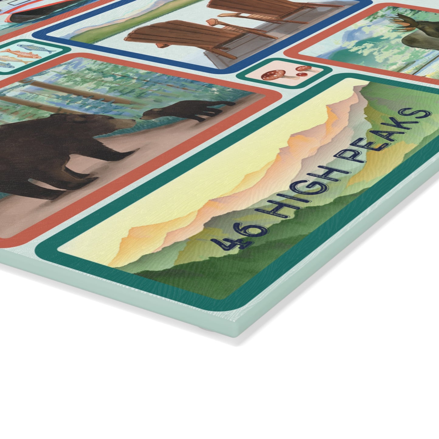 Adirondack Park, Hand Painted Scenes Cutting and Charcuterie Board - Perfect for Home Chefs and Outdoor Enthusiasts - Made in the USA