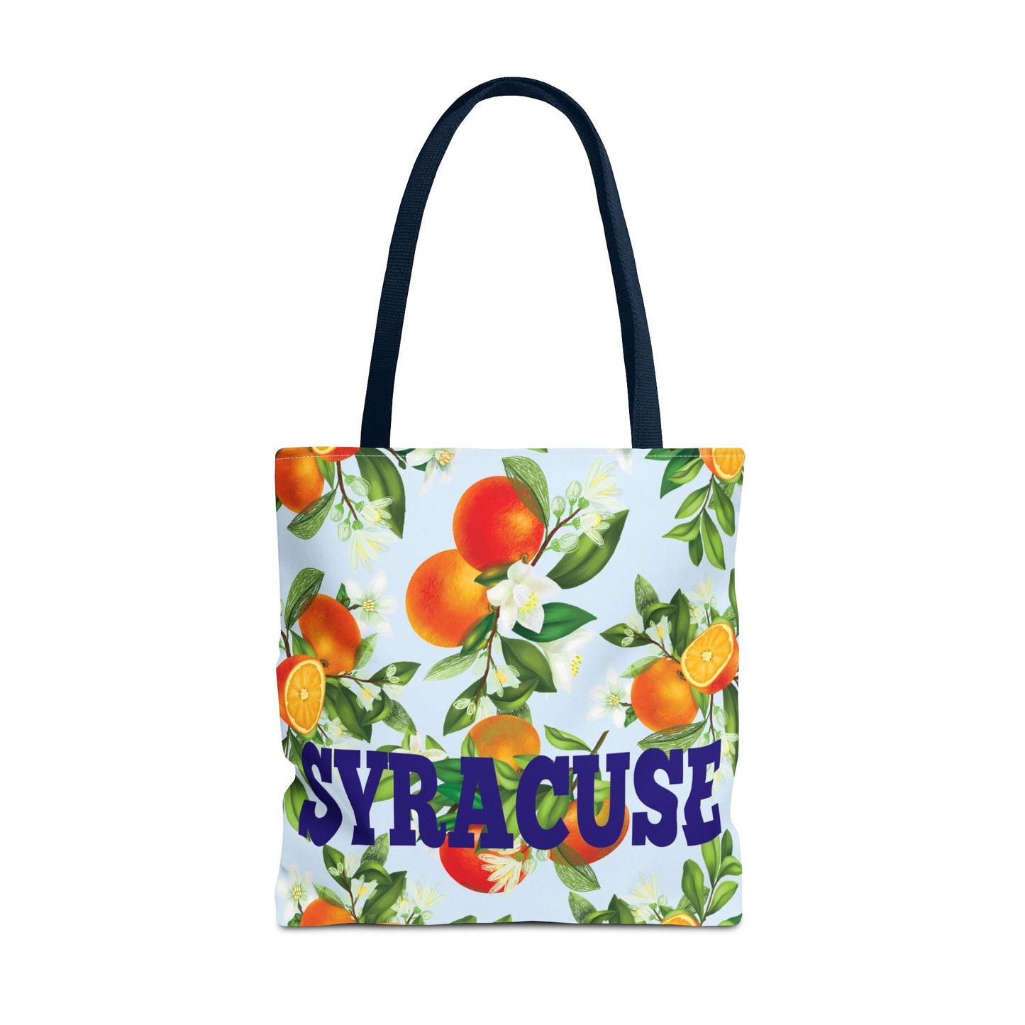 Syracuse NY Orange Blossom Compass, Blue Cabana Stripe, XL Tote Bag
