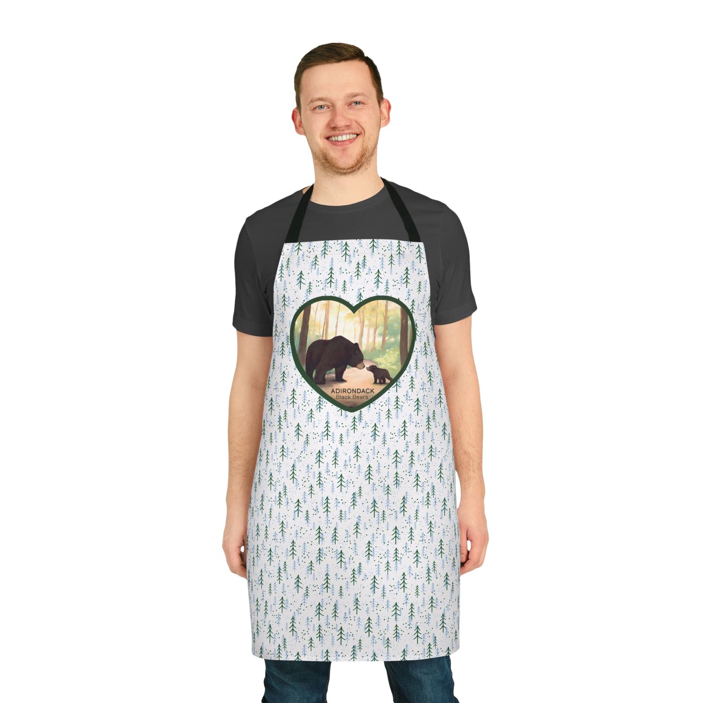 Adirondack Black Bears Apron with Heart Design - Perfect for Nature Lovers, Chefs, and Home Cooks