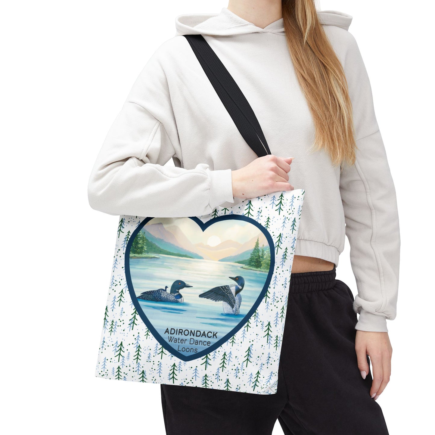 Loon Family, Water Dance, Adirondack Park Tote Bag – Eco-Friendly Nature Lover's Bag - Made in the USA