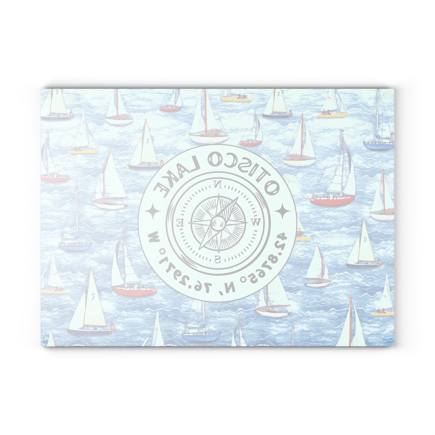 Otisco Lake Sailboats Glass Cutting and Charcuterie Board