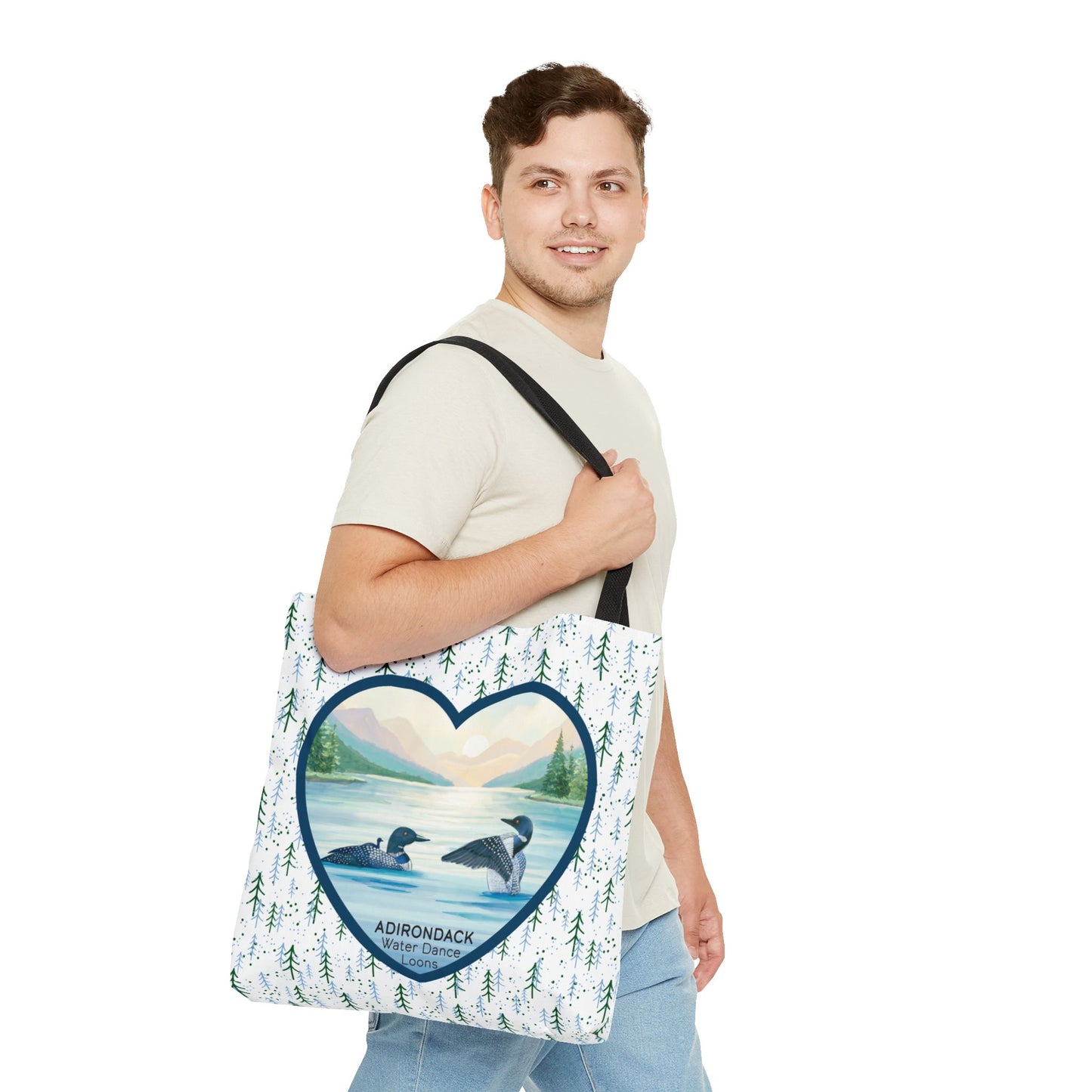 Loon Family, Water Dance, Adirondack Park Tote Bag – Eco-Friendly Nature Lover's Bag - Made in the USA