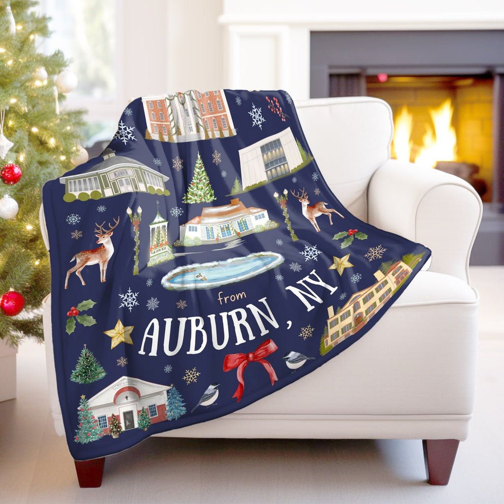 Auburn Folk Art Christmas - Double Layer Sherpa Fleece Throw Blanket