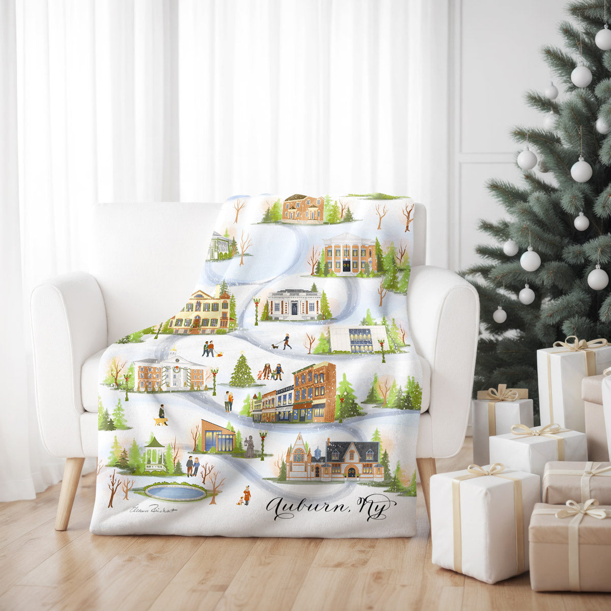 Auburn Christmas Sherpa Fleece Throw Blanket