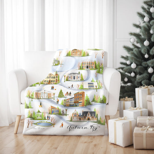 Auburn Christmas Sherpa Fleece Throw Blanket