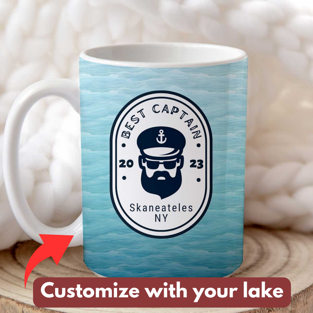 Best Captain on the Water Color, Customized with your favorite lake - 15oz Mug