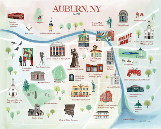 Auburn, NY Historical Landmarks Fine Art Print