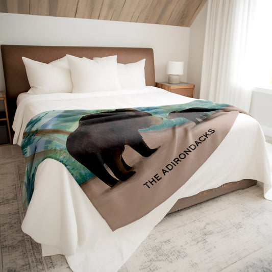Adirondack Black Bears Sherpa Fleece Blanket 50x60 - Curbstone