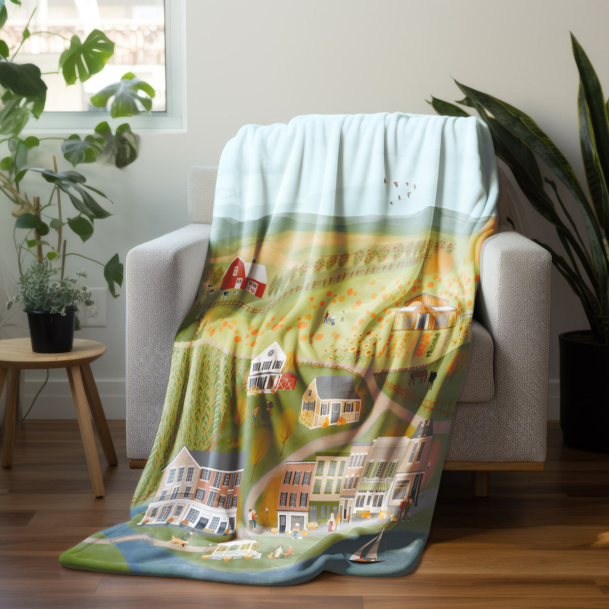 Autumn in Upstate NY Summer Light Fleece Throw Blanket