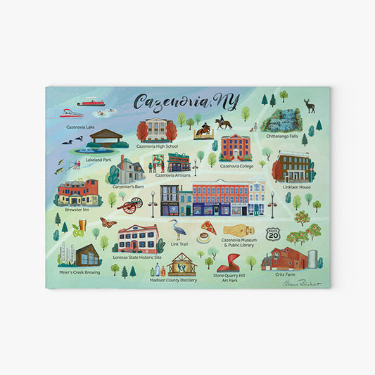 Cazenovia NY Landmarks Glass Cutting and Charcuterie Board