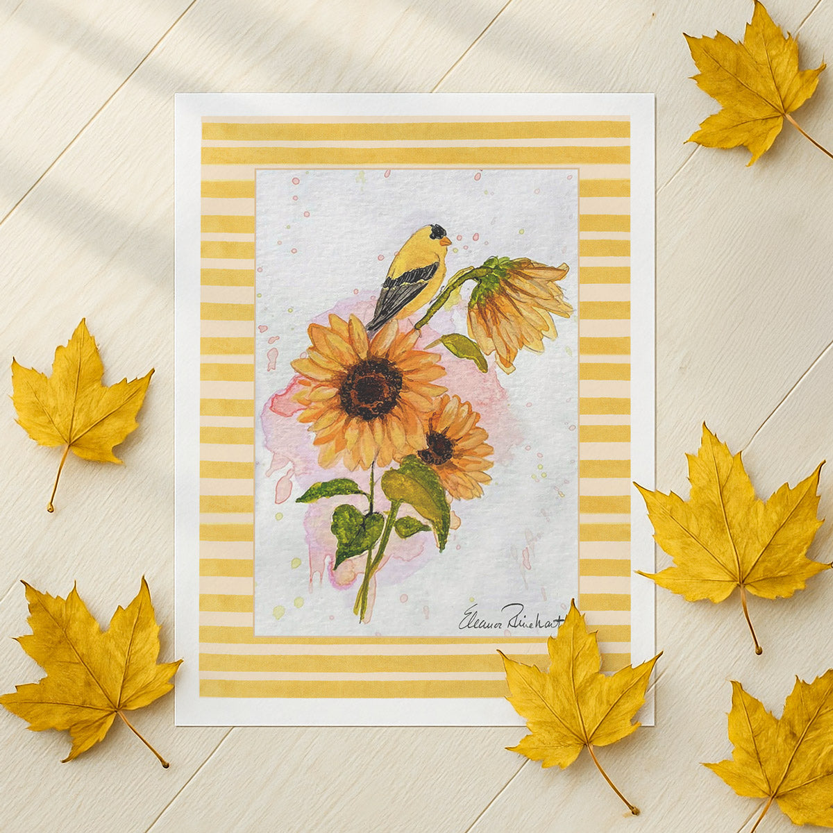Goldfinch and Sunflower Bouquet - Fine Art Print