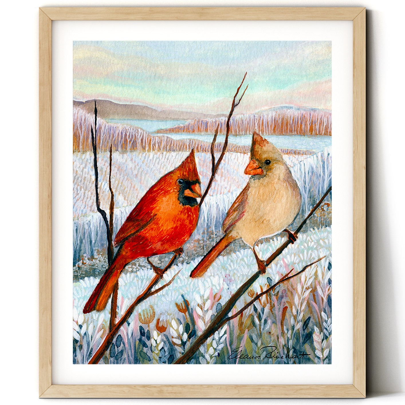 Winter's Messengers in Snowlight - Two Cardinals - Fine Art Print