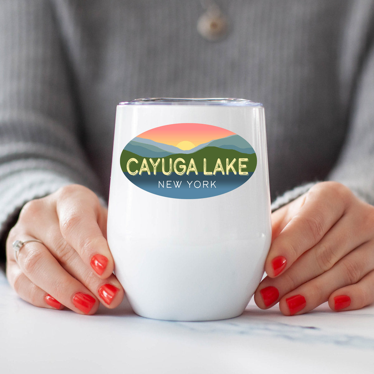 Cayuga Lake Sunset Wine Tumbler Stainless Steel