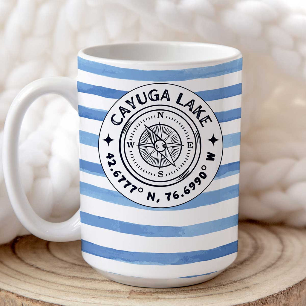 Cayuga Lake Cabana Stripe - 15oz Mug