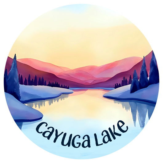 Cayuga Lake Winter Scene Porcelain Ornament