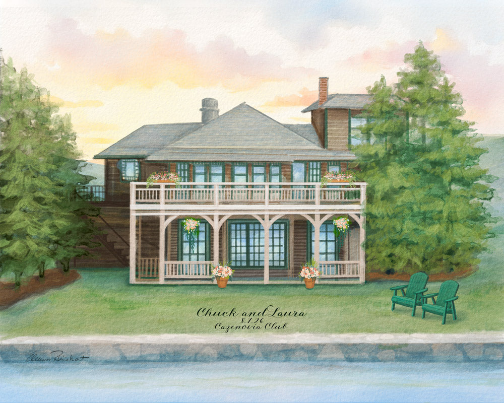 SPRING BOOKING -  Custom Home Portrait — Modern Watercolor Art