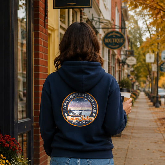 Finger Lakes Hoodie - "I'd Rather Be at the Lake" - Bonfire Nights Pullover