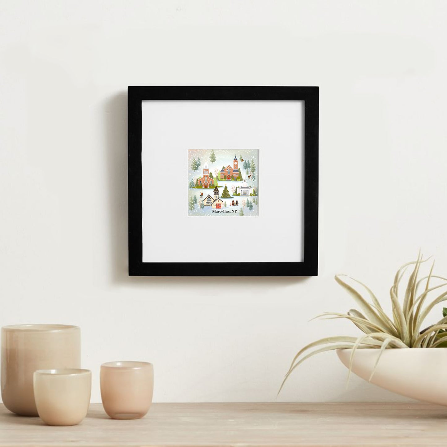Marcellus Christmas Churches Framed Mini Print