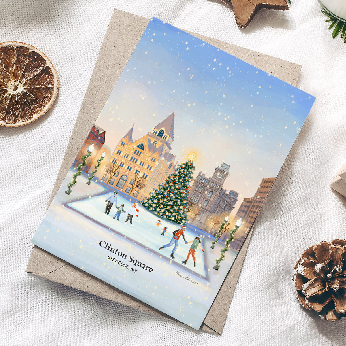 Clinton Square Christmas Scene, Syracuse NY Christmas Folded Cards