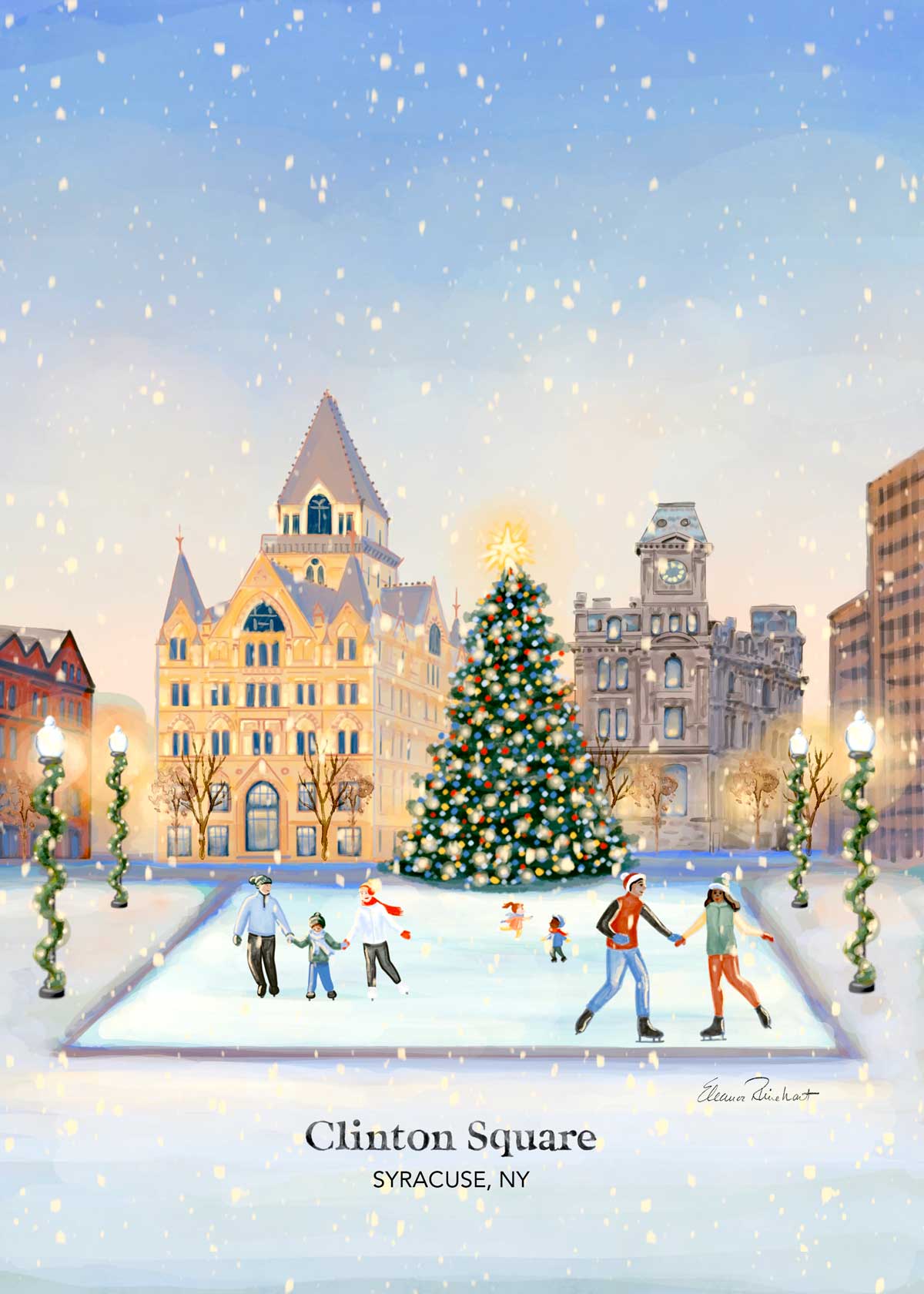 Clinton Square Christmas Scene, Syracuse NY Christmas Folded Cards