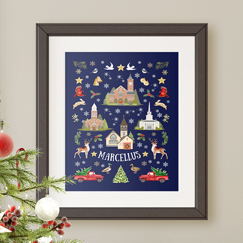 Marcellus Folk Art Christmas Fine Art Print, Holiday or Christmas Decor