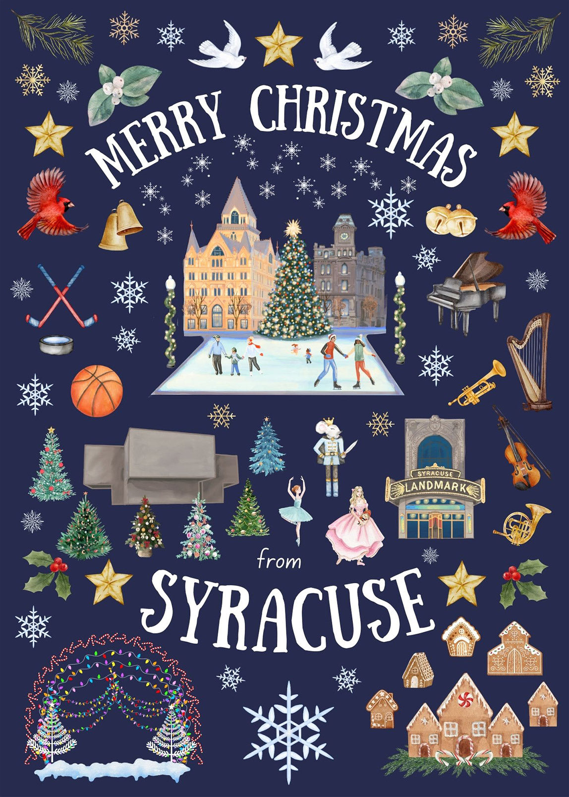 Syracuse NY Folk Art Christmas Folded Cards