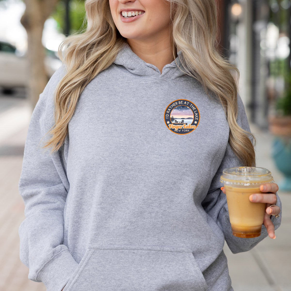 Finger Lakes Hoodie - "I'd Rather Be at the Lake" - Bonfire Nights Pullover