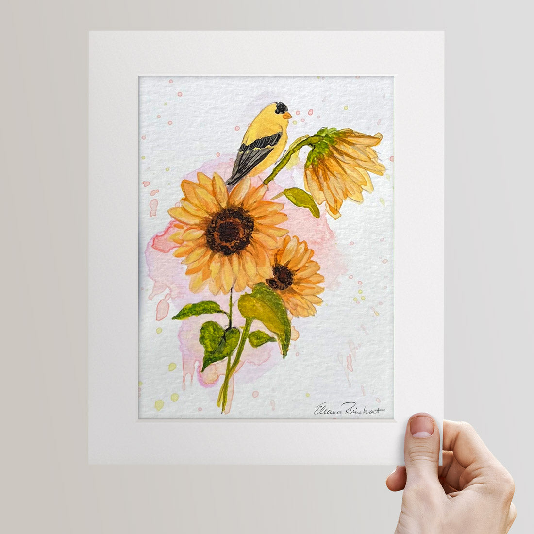 Goldfinch and Sunflower Bouquet - Fine Art Print