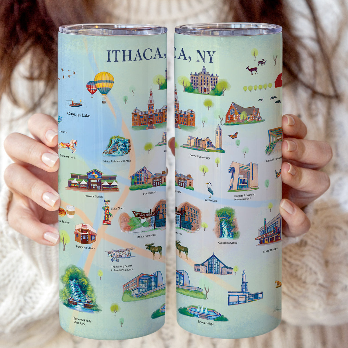 Ithaca Historical Landmarks Skinny Coffee Stainless Steel Tumbler