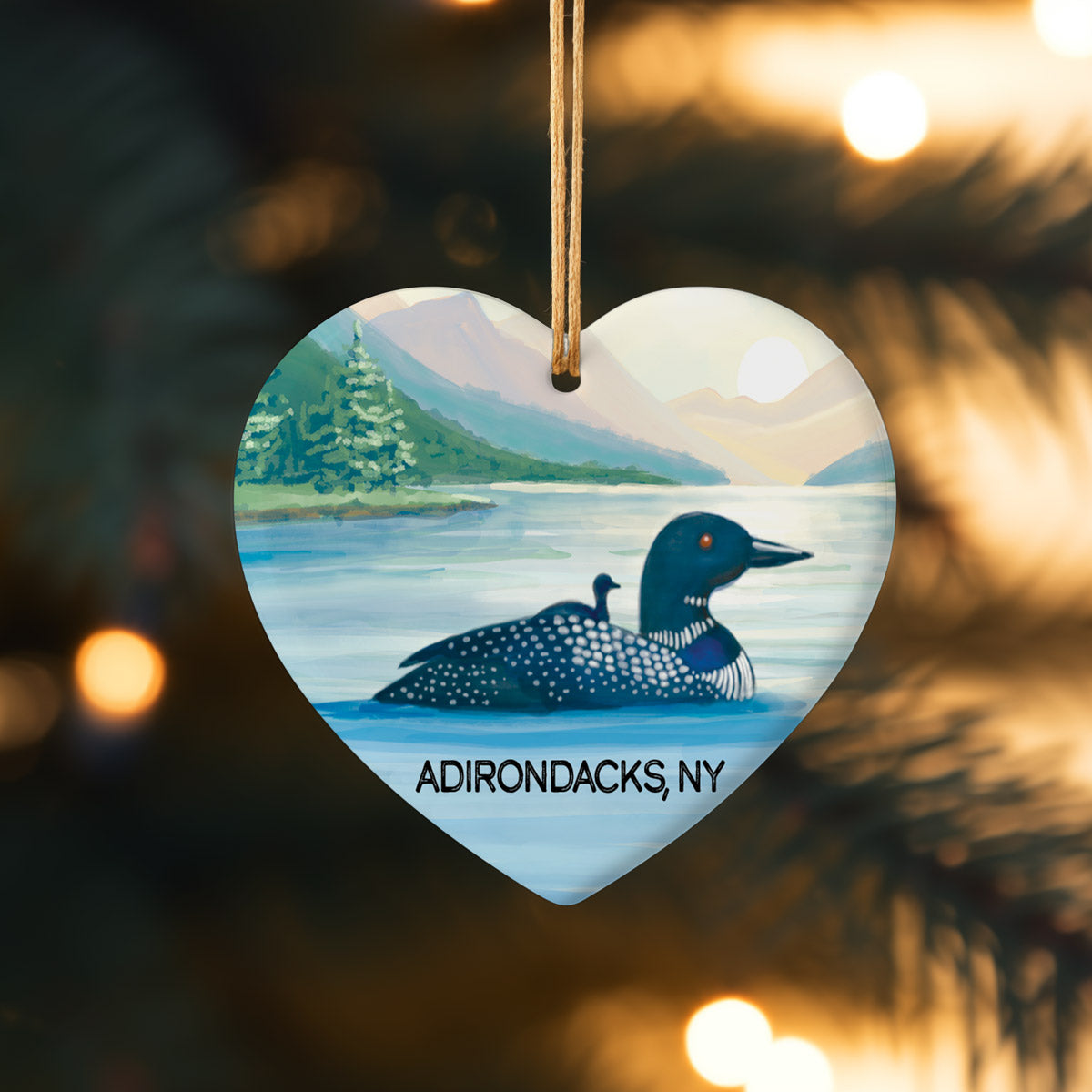 Loons Adirondacks Ornament – Ceramic Christmas Ornament