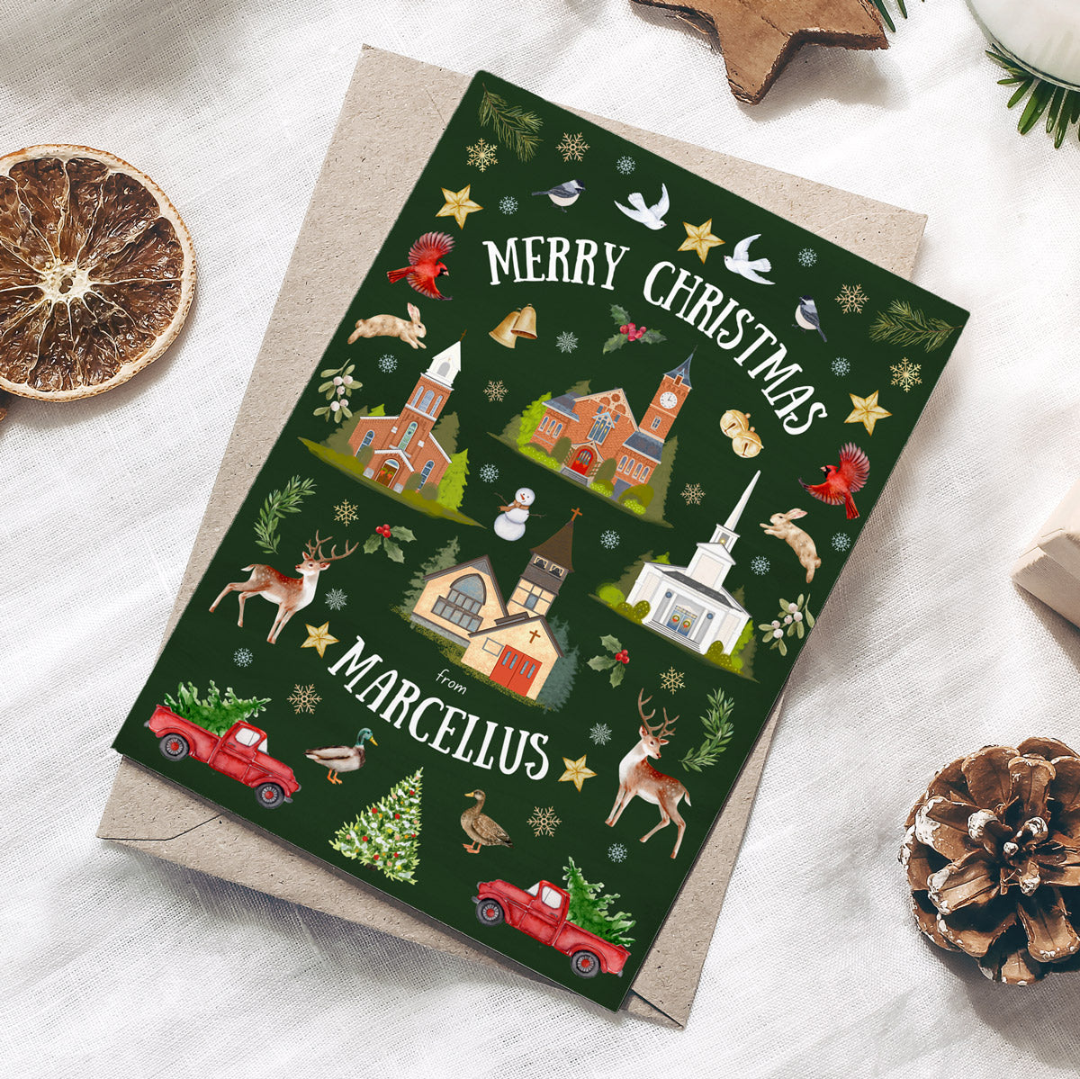 Marcellus Folk Art Christmas Folded Notecard Set