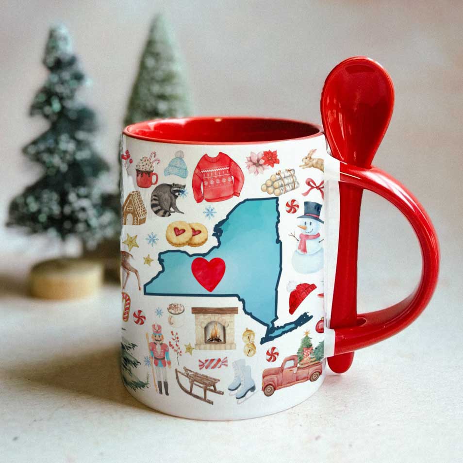 NY Heart Christmas Mug and Spoon