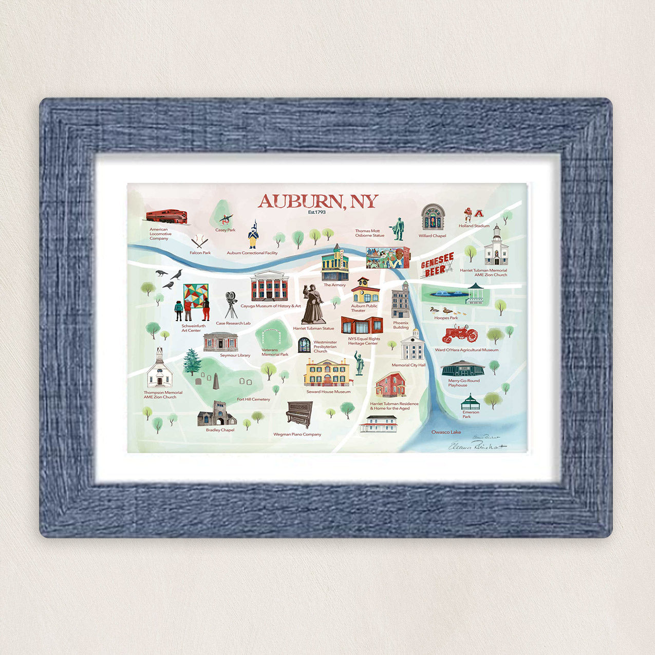 Auburn, NY Summer Fine Art Print - Framed Mini