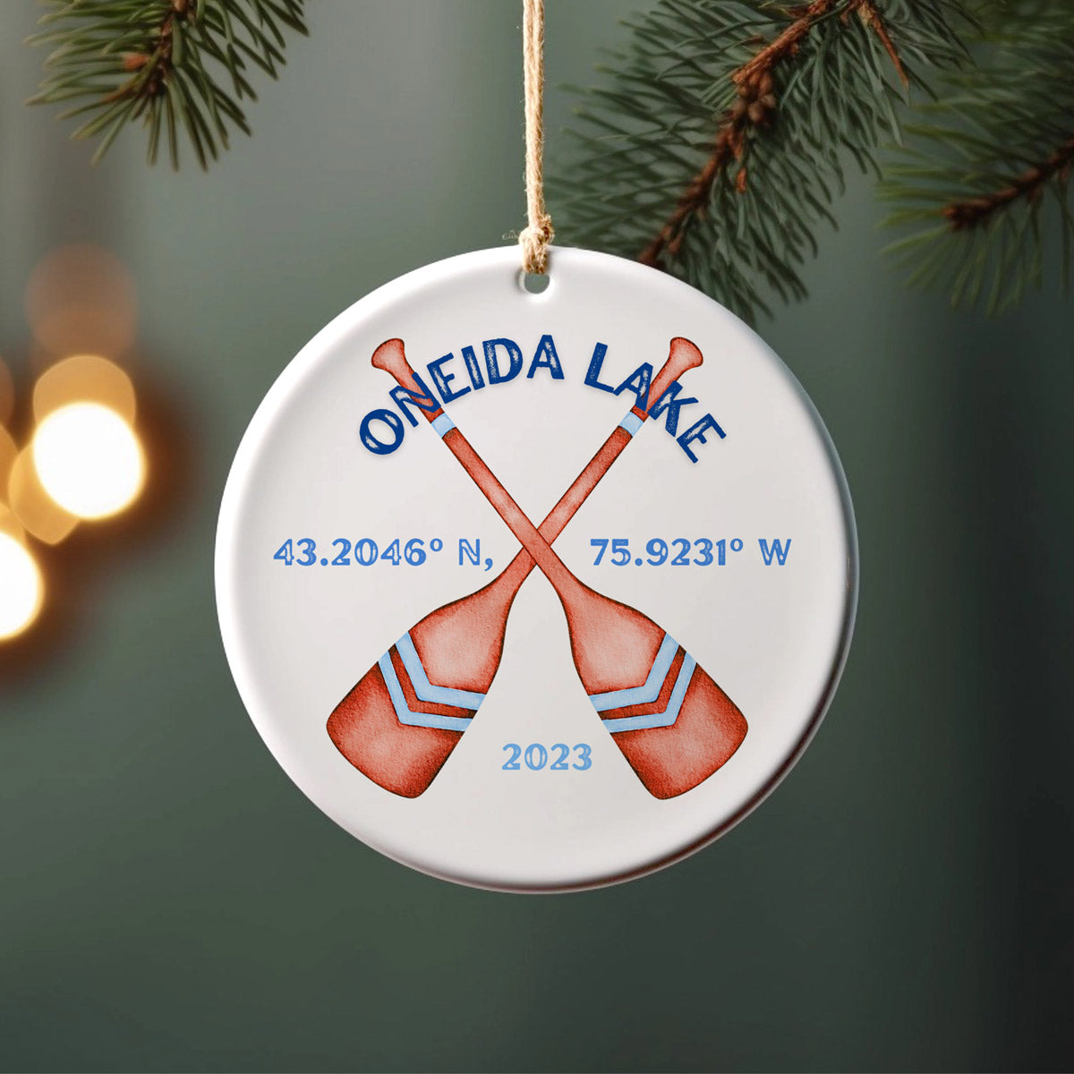 Oneida Lake Oars Porcelain Ornaments