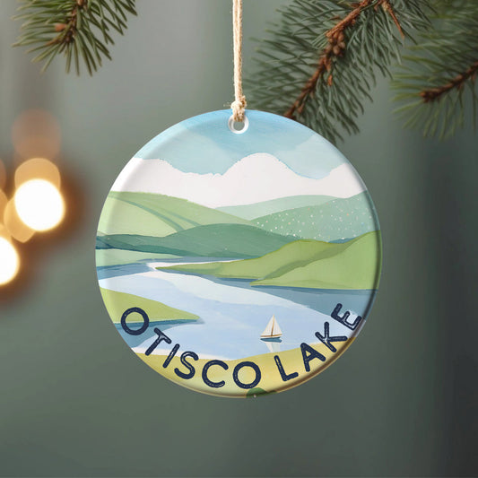 Otisco Lake Scenic Ornament – Ceramic Christmas Ornament