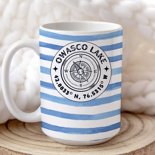 Owasco Lake Cabana Stripe - 15oz Mug