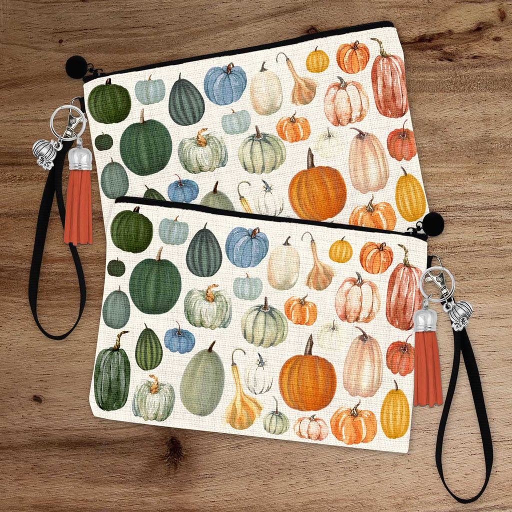 Pumpkin Patch Zipper Accessory Pouch with Tassel