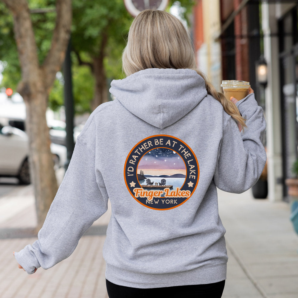Finger Lakes Hoodie - "I'd Rather Be at the Lake" - Bonfire Nights Pullover