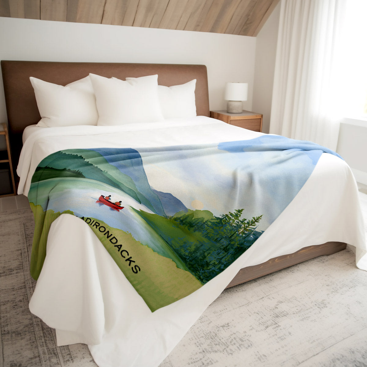 Adirondack Red Canoe Sherpa Fleece Blanket 50x60 - Curbstone