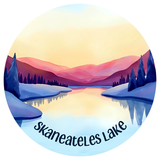 Skaneateles Lake Winter Scene Porcelain Ornament