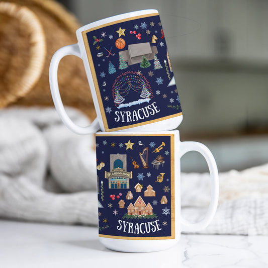 Syracuse, NY Christmas Folk Mug (15oz)