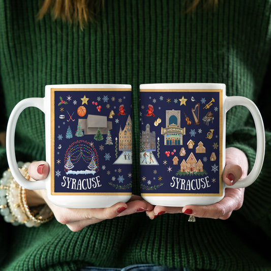 Syracuse, NY Christmas Folk Mug (15oz)