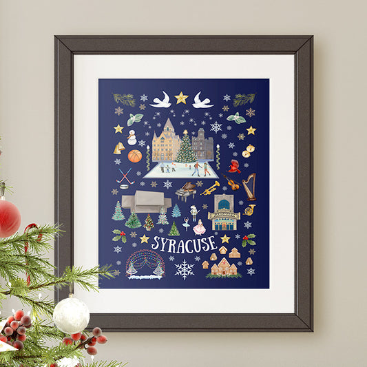 Syracuse Folk Art Christmas Fine Art Print, Holiday or Christmas Decor